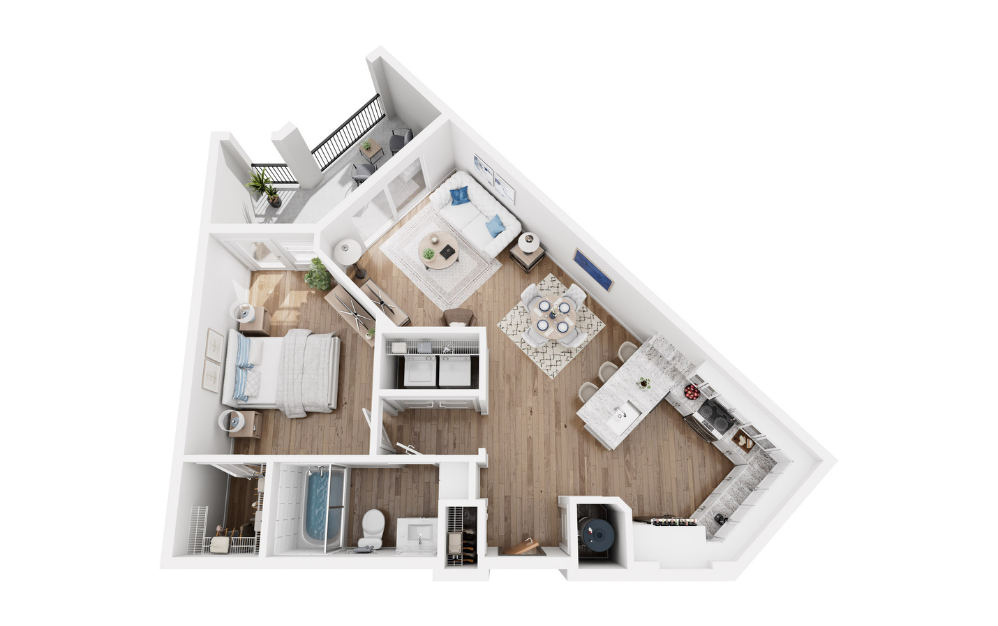 Gold - 1 bedroom floorplan layout with 1 bath and 793 square feet.