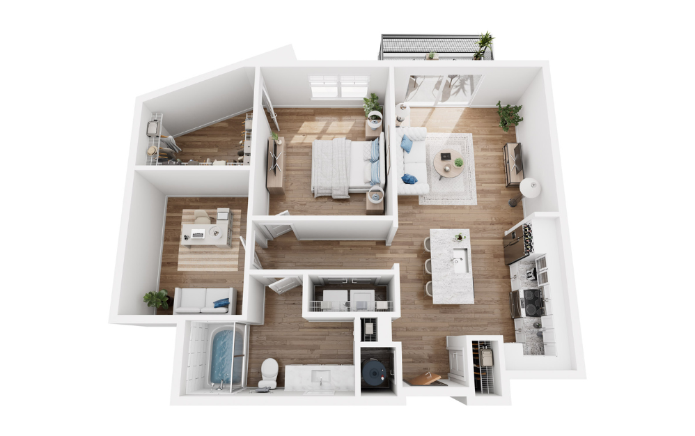 Granite - 1 bedroom floorplan layout with 1 bath and 972 square feet.