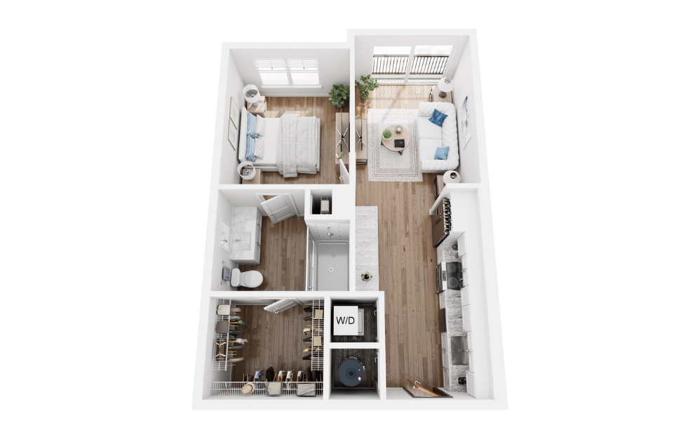Gypsum - 1 bedroom floorplan layout with 1 bath and 562 square feet.