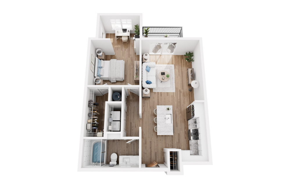 Jasper - 1 bedroom floorplan layout with 1 bath and 816 square feet.