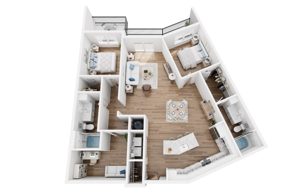 Lapis - 2 bedroom floorplan layout with 2 baths and 1459 square feet.