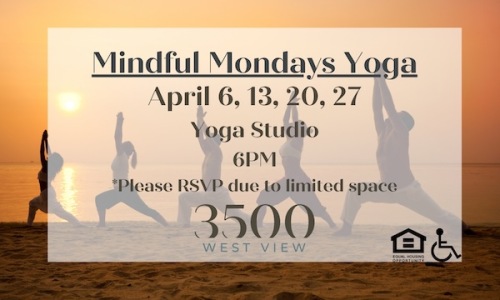 Mindful Monday Yoga - April 6, 13, 20, 27 at 6PM (Yoga Studio)