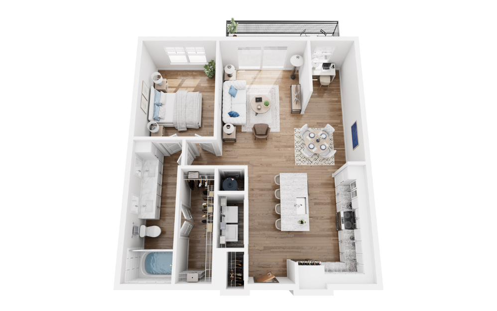 Moonstone - 1 bedroom floorplan layout with 1 bath and 914 square feet.