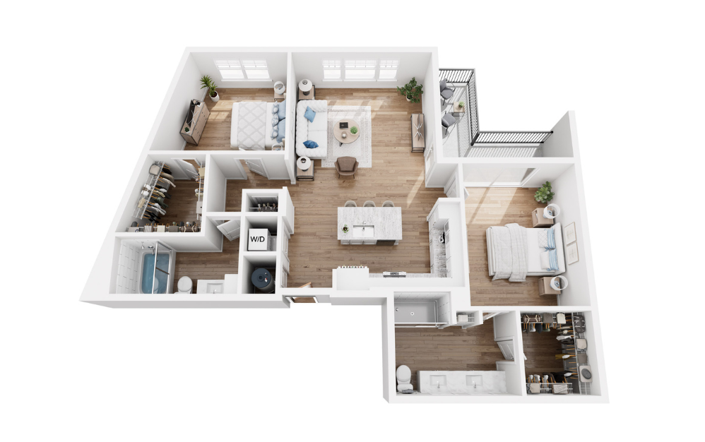 Onyx - 2 bedroom floorplan layout with 2 baths and 1120 square feet.