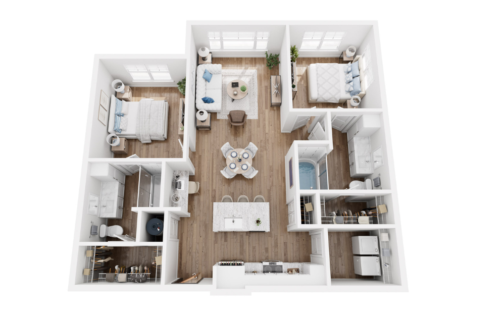 Ruby - 2 bedroom floorplan layout with 2 baths and 1133 square feet.