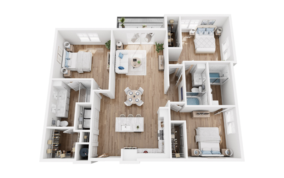 Sapphire - 3 bedroom floorplan layout with 3 baths and 1563 square feet.