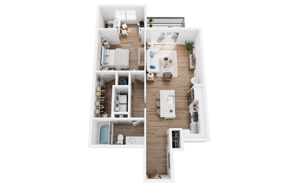 Silver - 1 bedroom floorplan layout with 1 bath and 826 square feet.