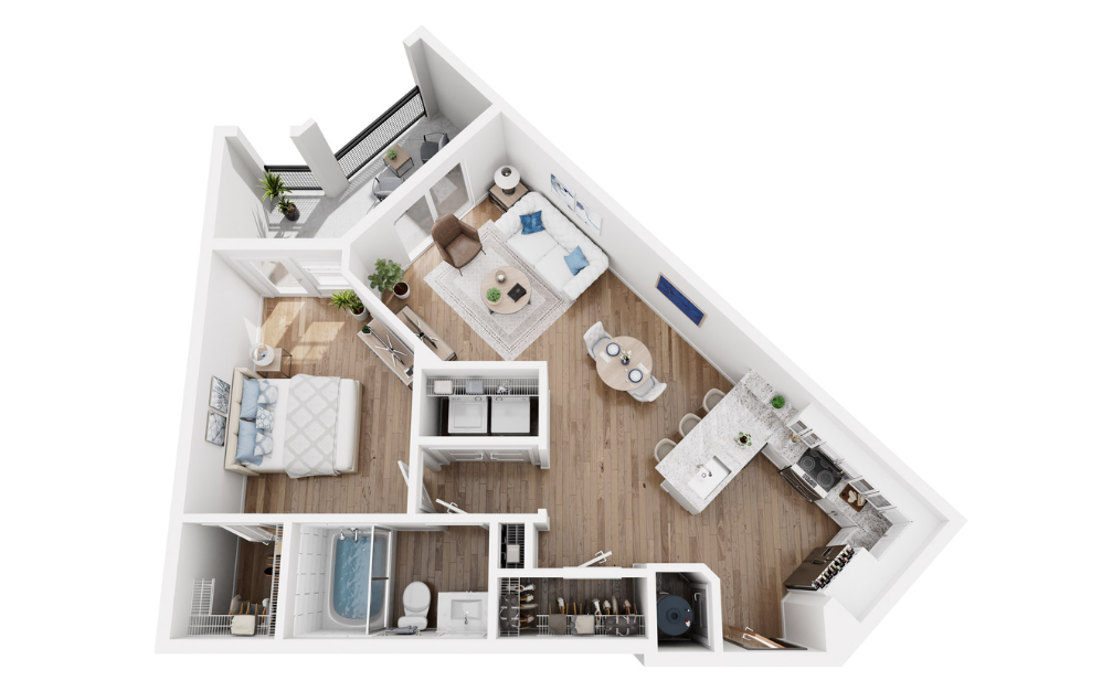 Tanzanite - 1 bedroom floorplan layout with 1 bath and 792 square feet.